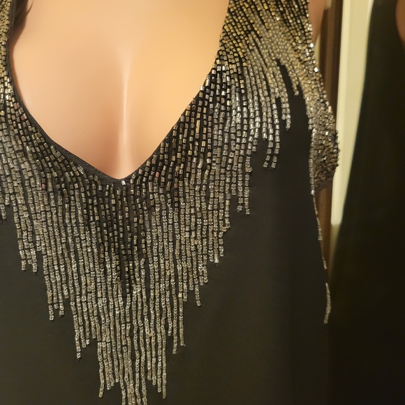 H&M Women's Black Silver Sequin Embellished Pullover Dress Size 14 - Picture 4 of 14